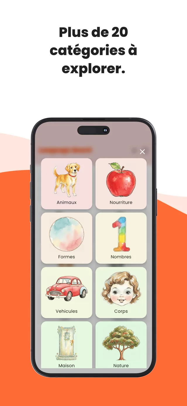 French board screen 4: illustrated words a child taps to hear
