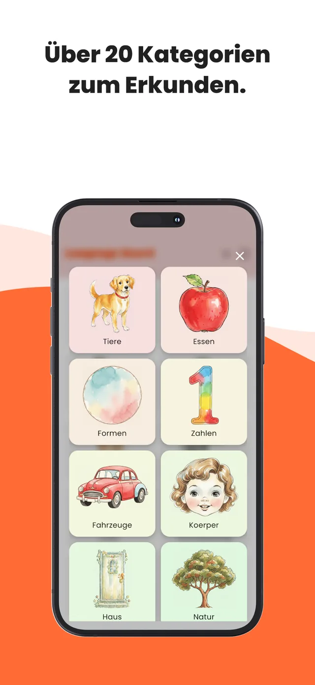 German board screen 4: illustrated words a child taps to hear