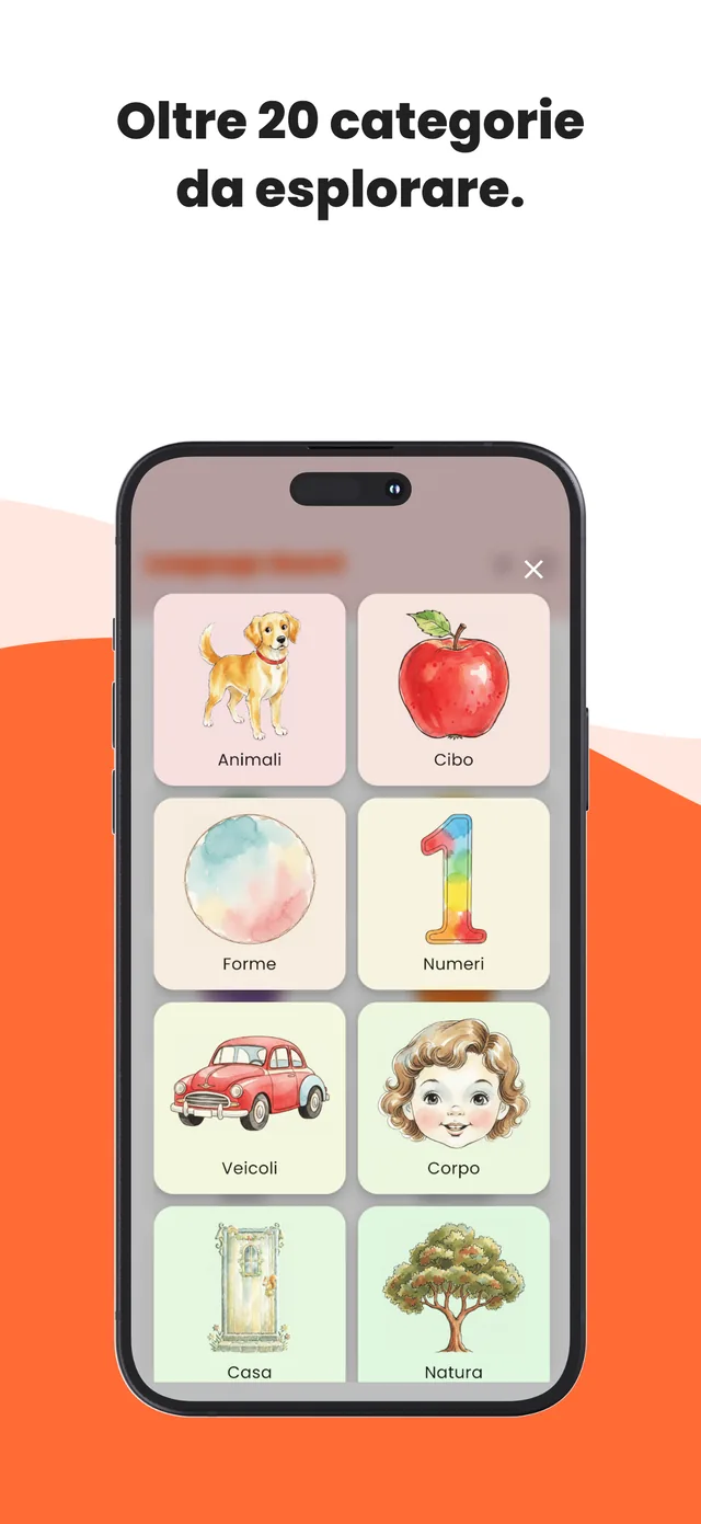 Italian board screen 4: illustrated words a child taps to hear
