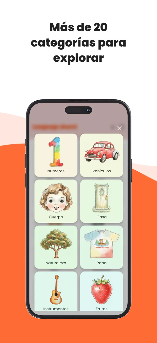 Spanish board screen 4: illustrated words a child taps to hear